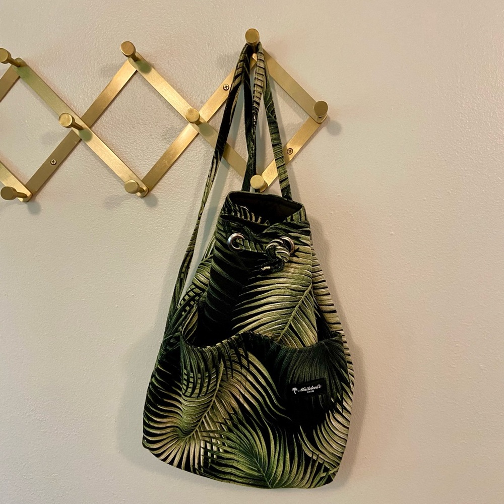 Beach string backpack with palm pattern, beach bag